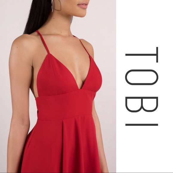 TOBI SKATER MINI DRESS IN RED - Picture 3 of 4